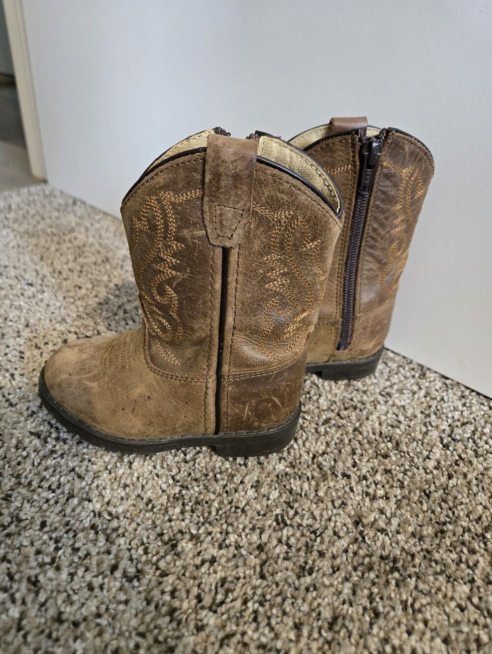 Smoky Tan Brown Kids Western Cowboy Boots - Picture 2 of 6
